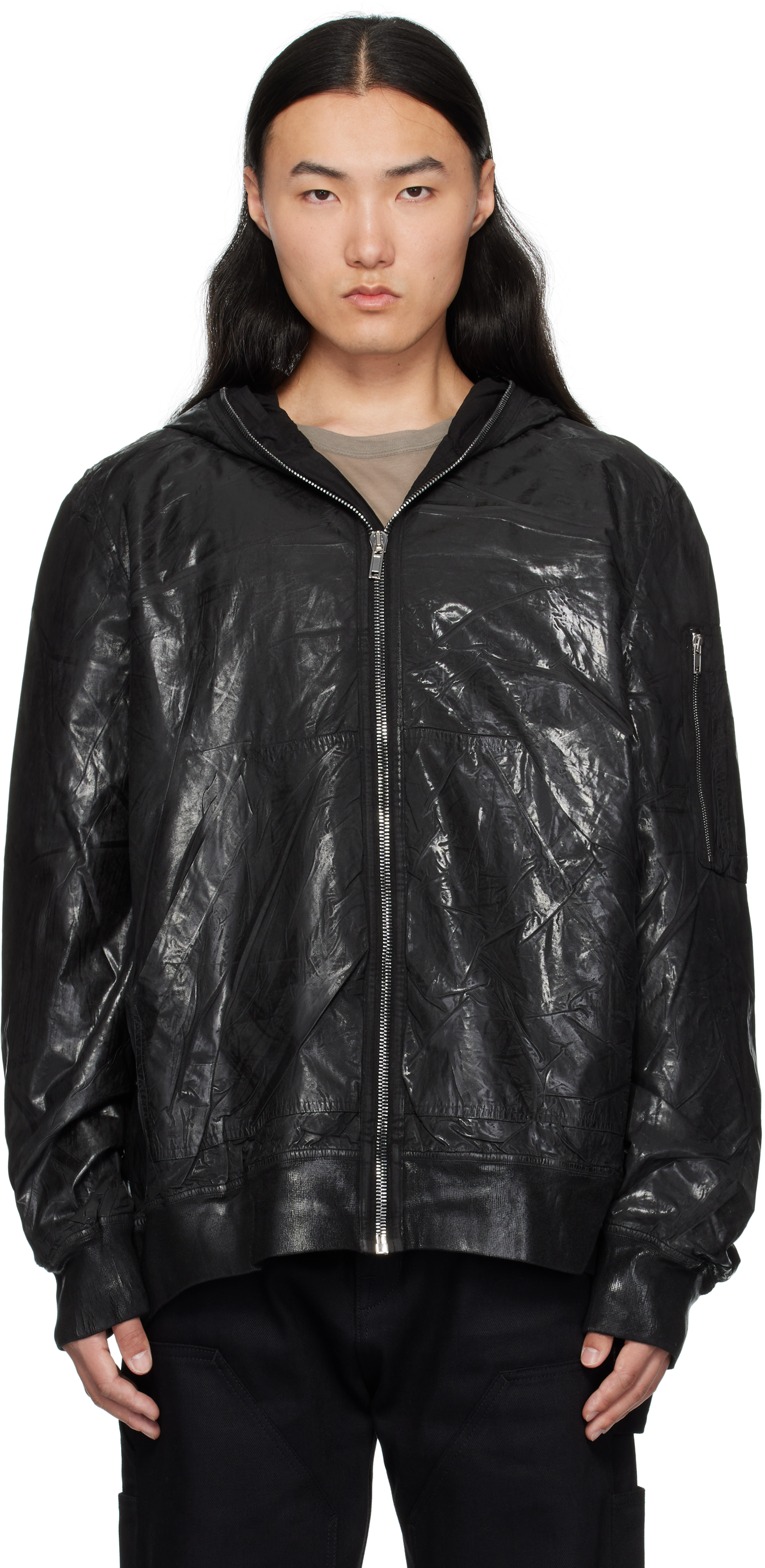 Black Hollywood Flight Bomber Jacket by Rick Owens DRKSHDW on Sale