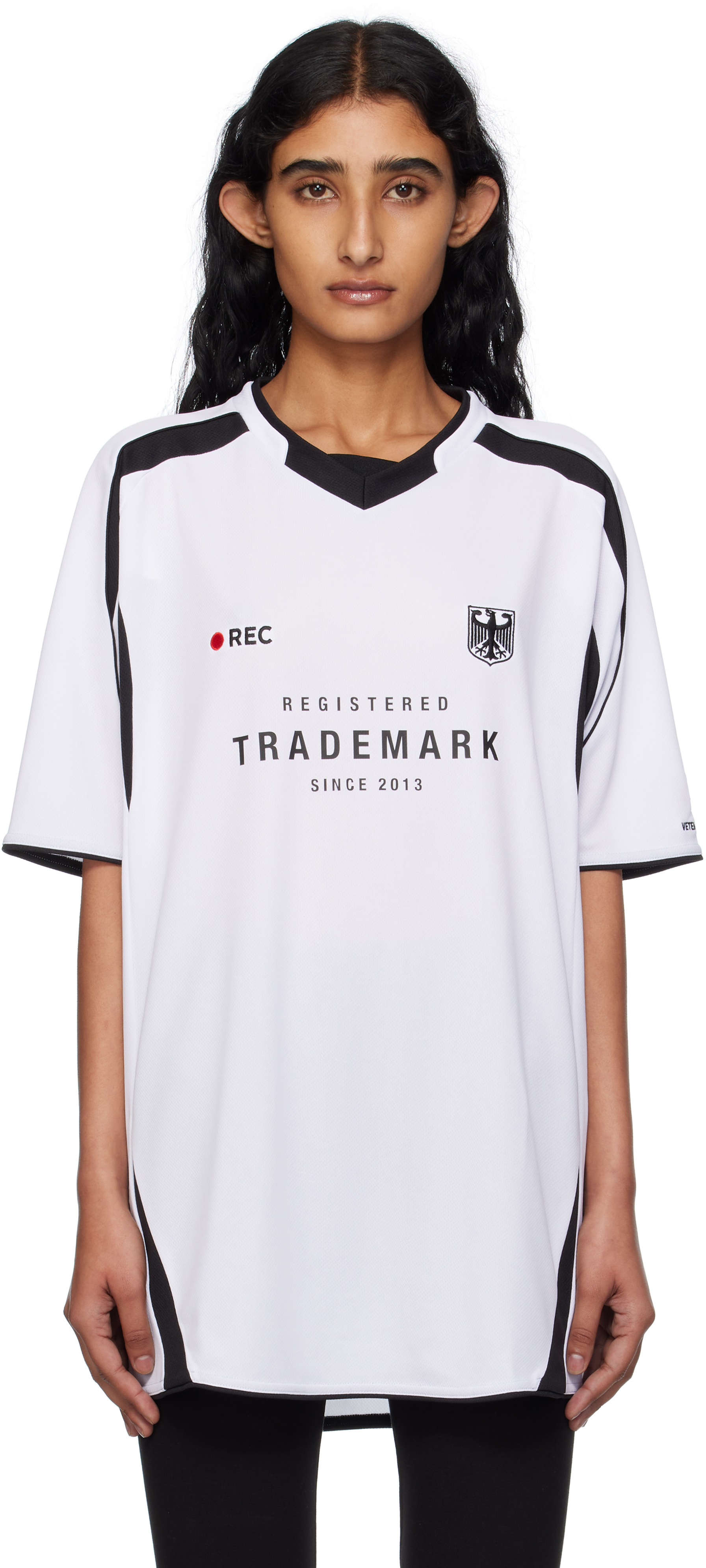 White 'Trademark' Football Jersey by VETEMENTS on Sale