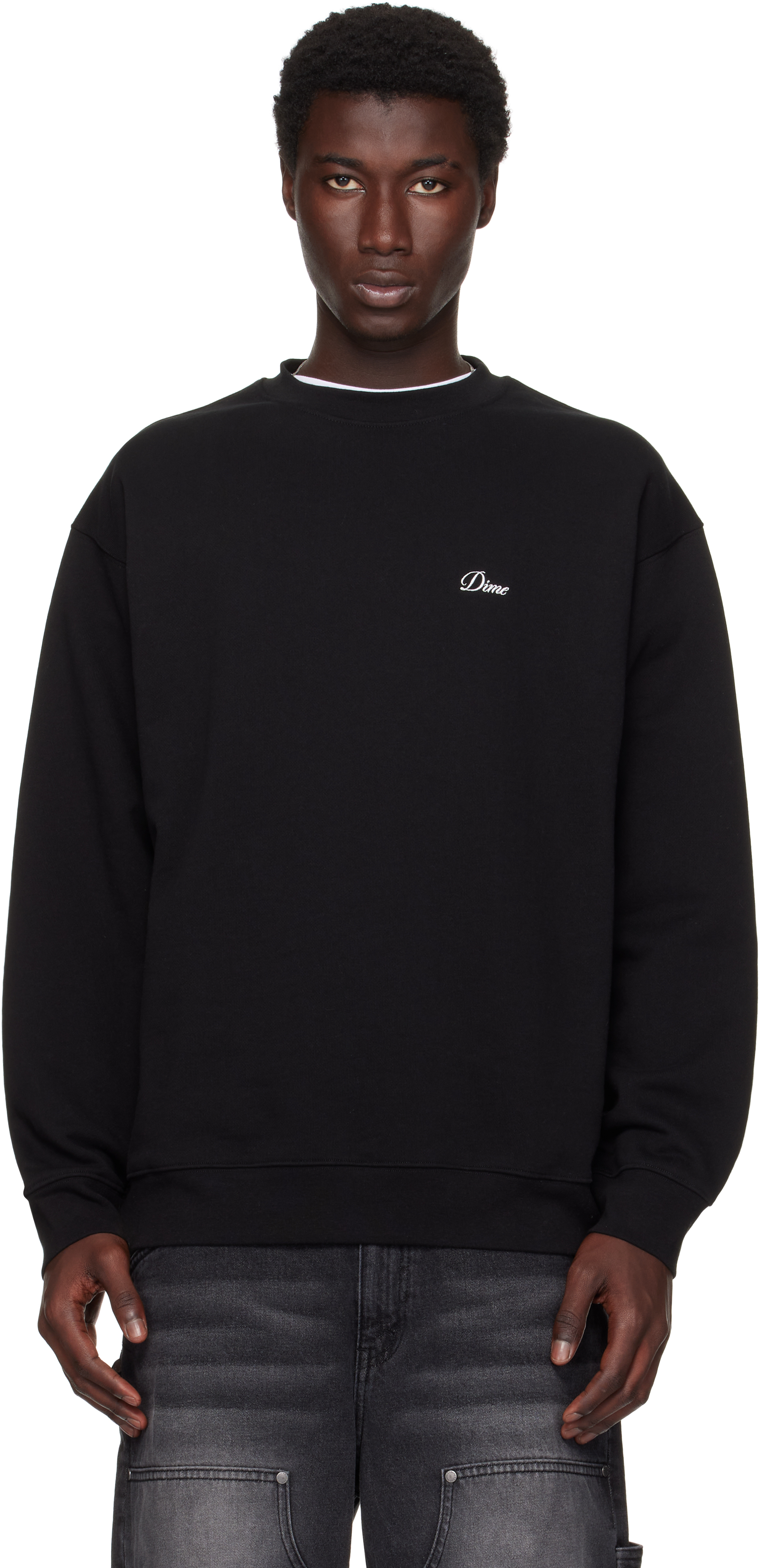 Dimeのブラック Cursive Small Logo クルーネック スウェットシャツが