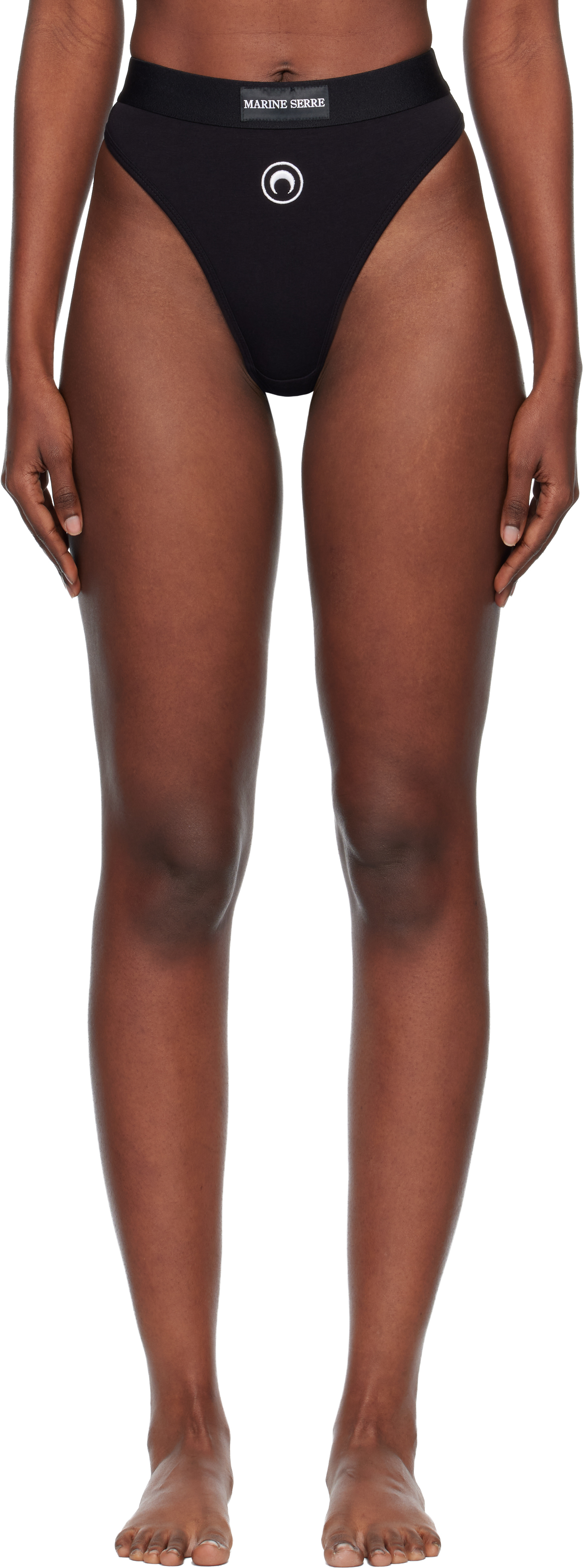 Black Moon Logo Stretched Jersey High-Waist Briefs by Marine Serre
