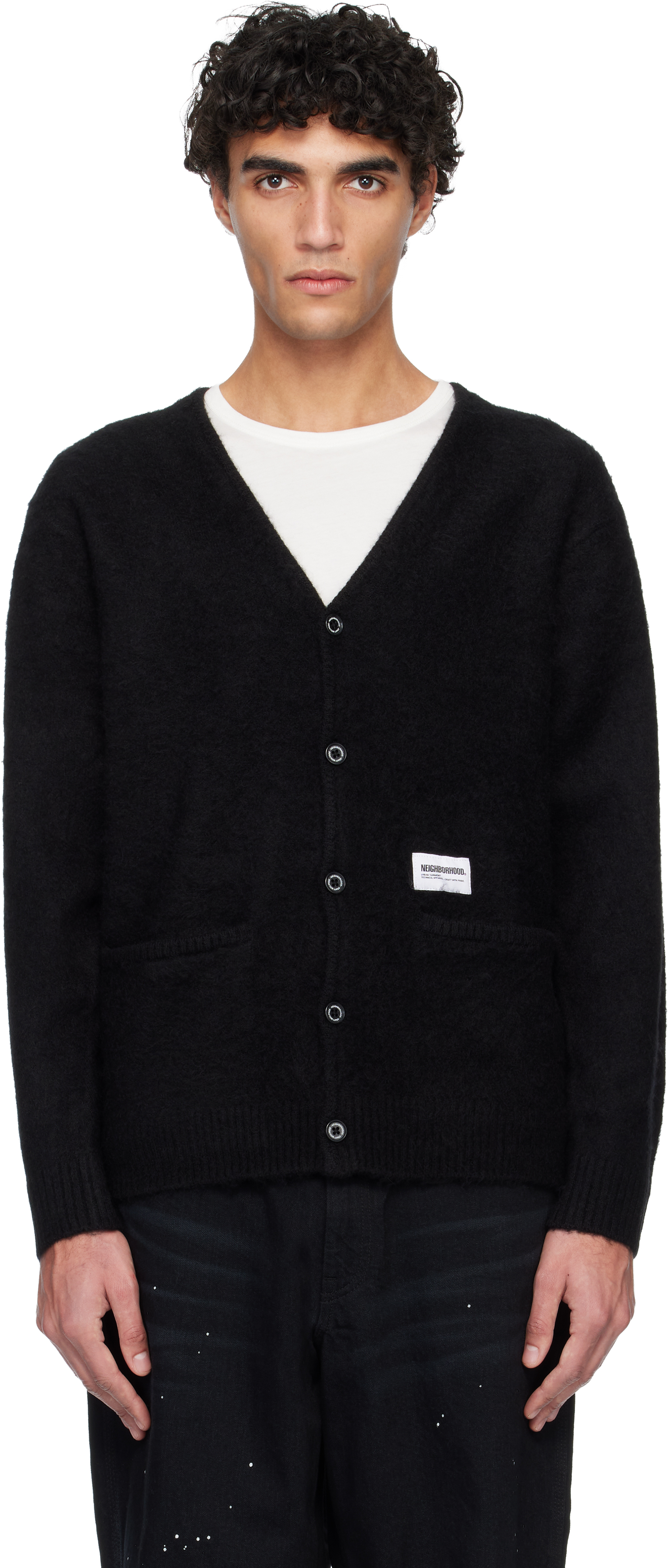 Neighborhood: Black Mohair Cardigan | SSENSE