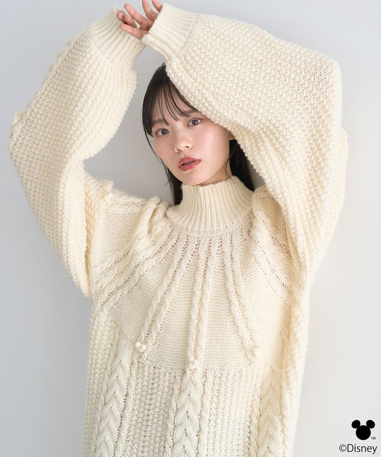 Disney/ポイントミッキーケーブルニット/earth music&ecology（アース