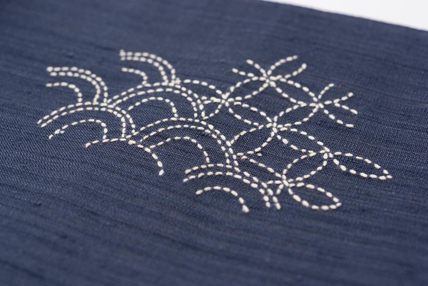 洒落袋帯○刺し子と相良刺繍 蕪 - からん::アンティーク着物