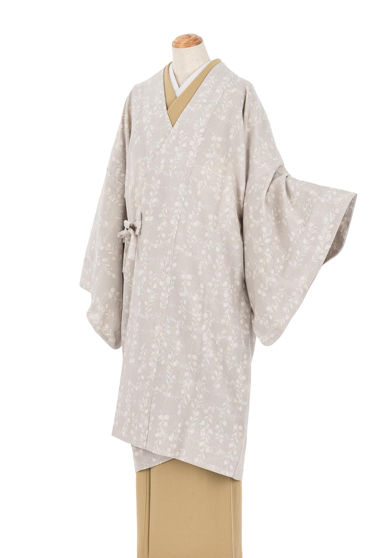 新品 単衣道中着 みすゞうた 淡雪 セピア - からん::アンティーク着物