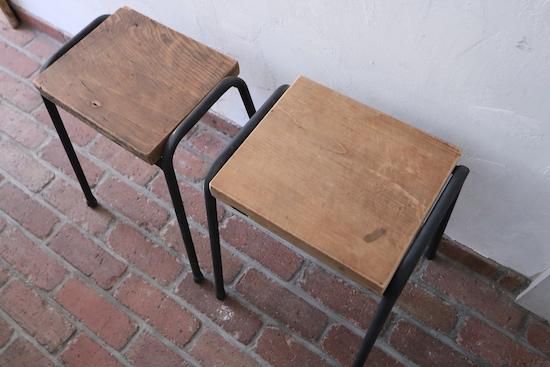 昭和レトロ/リメイクパイプ脚スツール- カフェスタイルのアンティーク