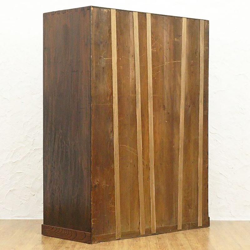 上質 黒柿 結霜ガラス入り 茶箪笥 和風キャビネット 日本製 大正・昭和