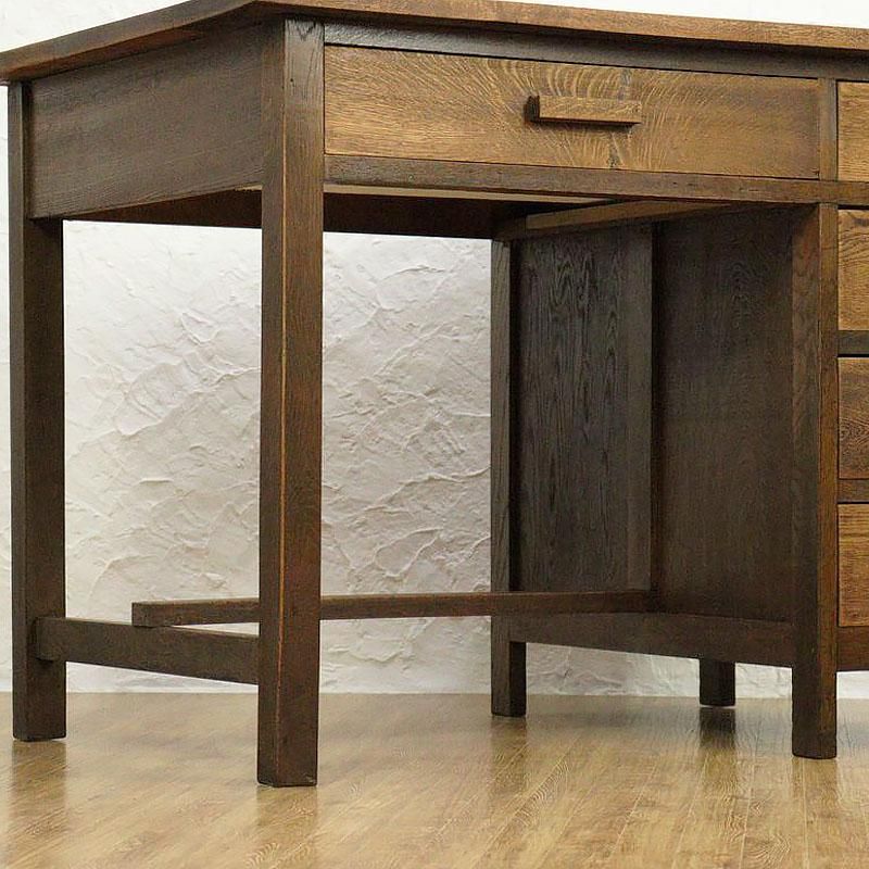 ナラ×ケヤキ材のレトロ片袖デスク｜幅106.5cm・収納力と実用性を備えた