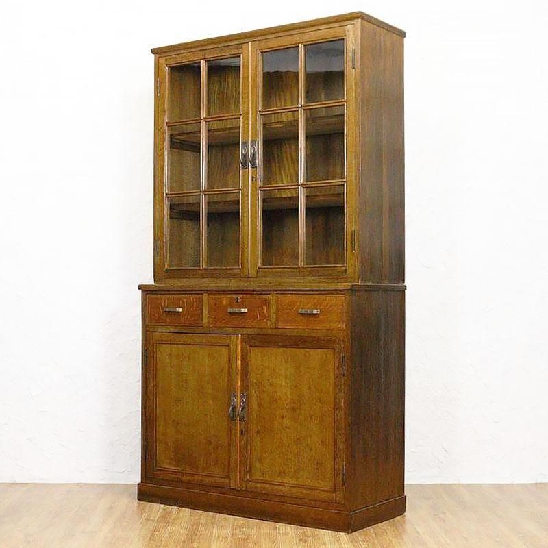 キャビネット 洋風食器棚 日本製 木製 昭和レトロ 大容量