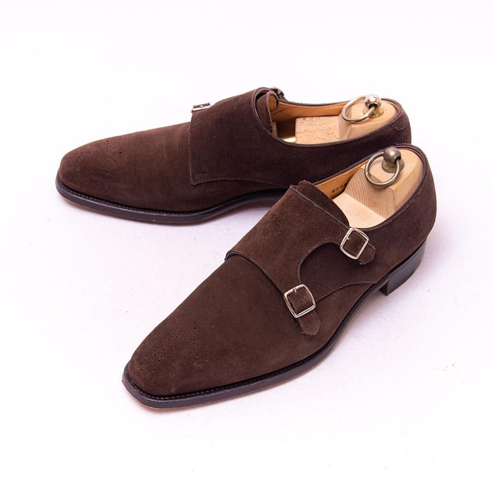 三陽山長 ダブルモンク ブラウンスエード サイズ7.5 - 中古革靴販売