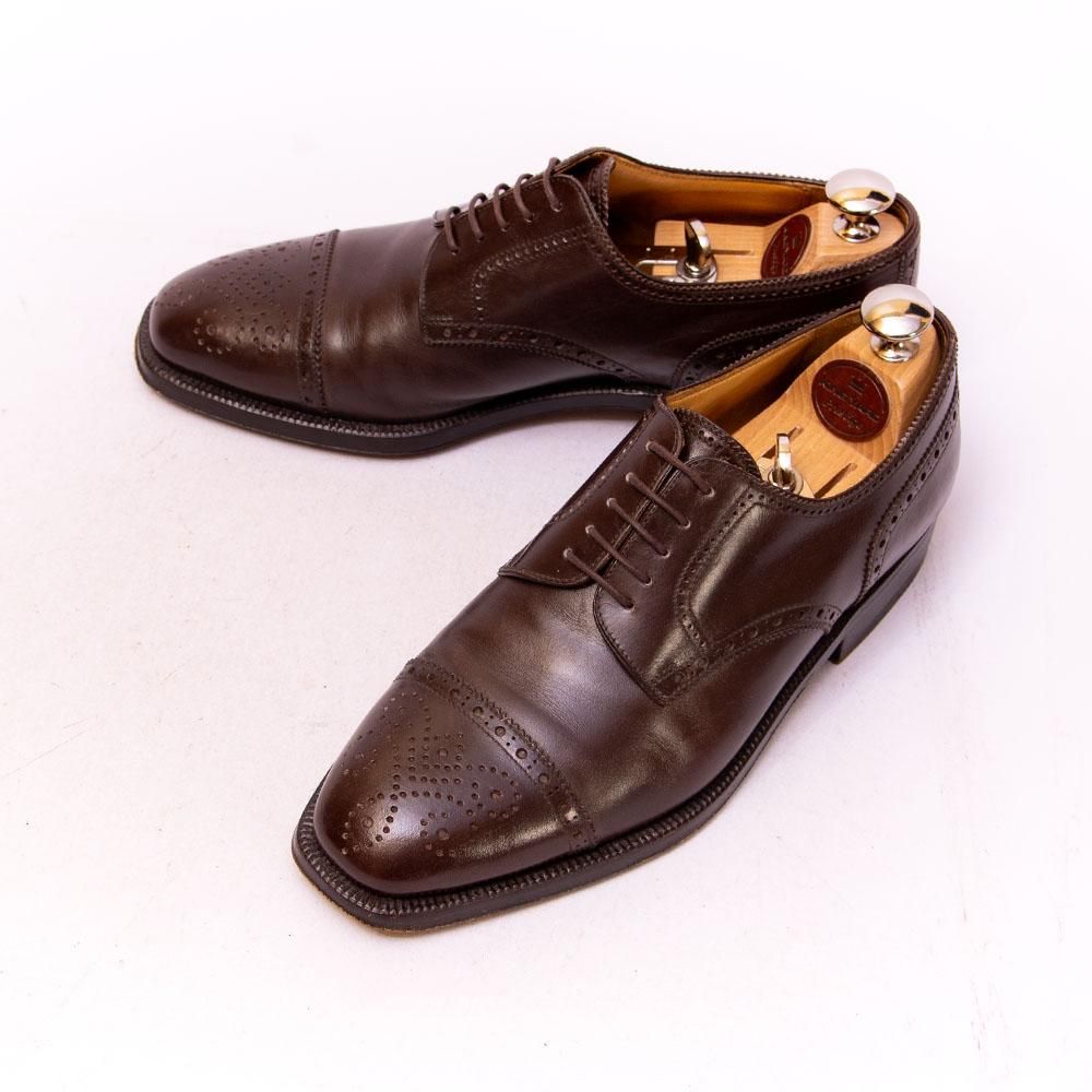 エンツォボナフェ 2986 外羽根セミブローグ ダークブラウン サイズ38.5