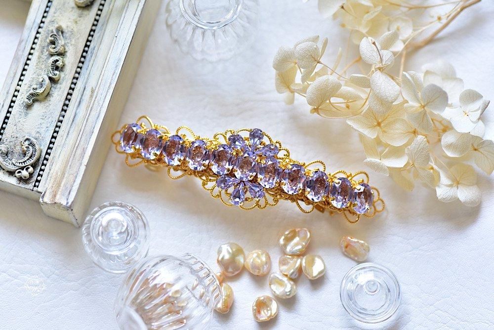 アレキサンドライトスワロフスキー【バレッタ】 - Carino works