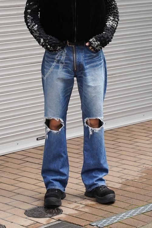 MASU（エムエーエスユー） [23SS] “ DAMAGED FLARE FIT JEANS” -INDIGO