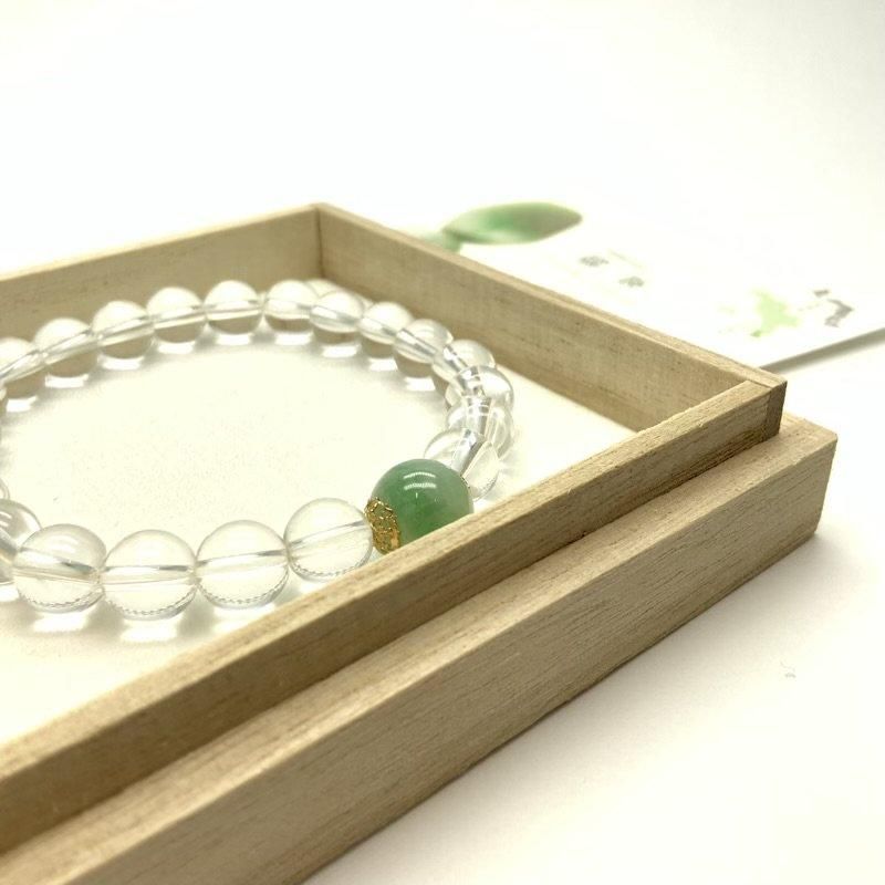 糸魚川翡翠×水晶 ブレスレット 】 国産 天然石 糸魚川翡翠 ひすい