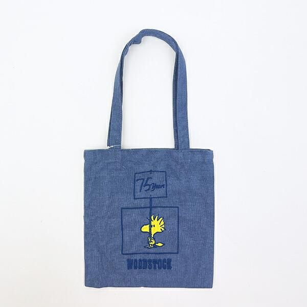 スヌーピー ウッドストック ミニトートバッグ ブルー PEANUTS 75th
