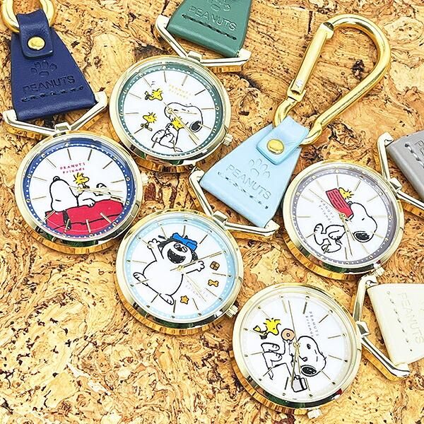 スヌーピー カラビナレザーウォッチ 時計 ブルー SNOOPY