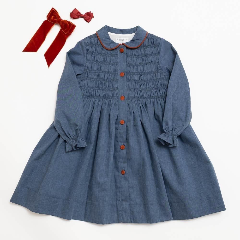 Amaia Kids - Paris dress - Chambray アマイアキッズ - ワンピース
