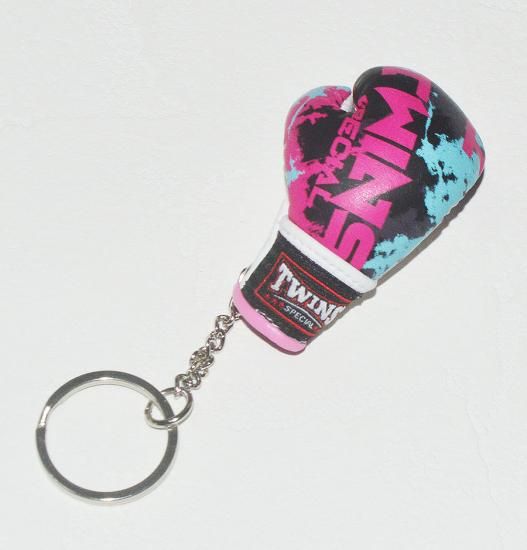 TWINS ボクシンググローブ本革 キーホルダー 001 | ピンク- ムエタイ