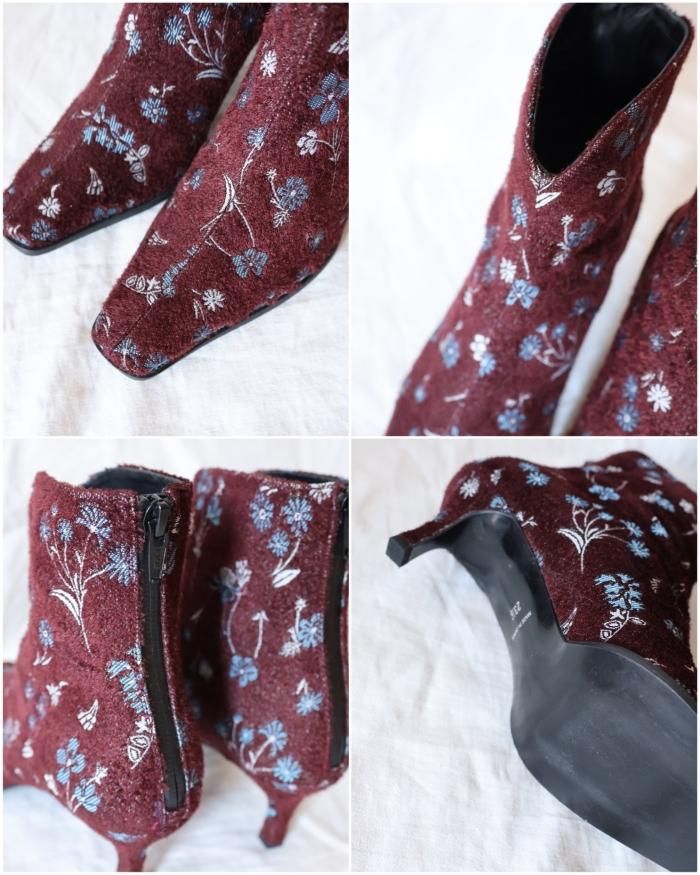 Mame Kurogouchi：Floral Jacquard Boots - BORDOUX - ORANN ONLINE SHOP