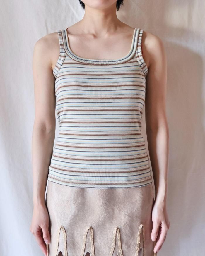 FUMIKA UCHIDA： MULTICOLOR STRIPE CAMISOLE - WHT/BGE/BRW - ORANN