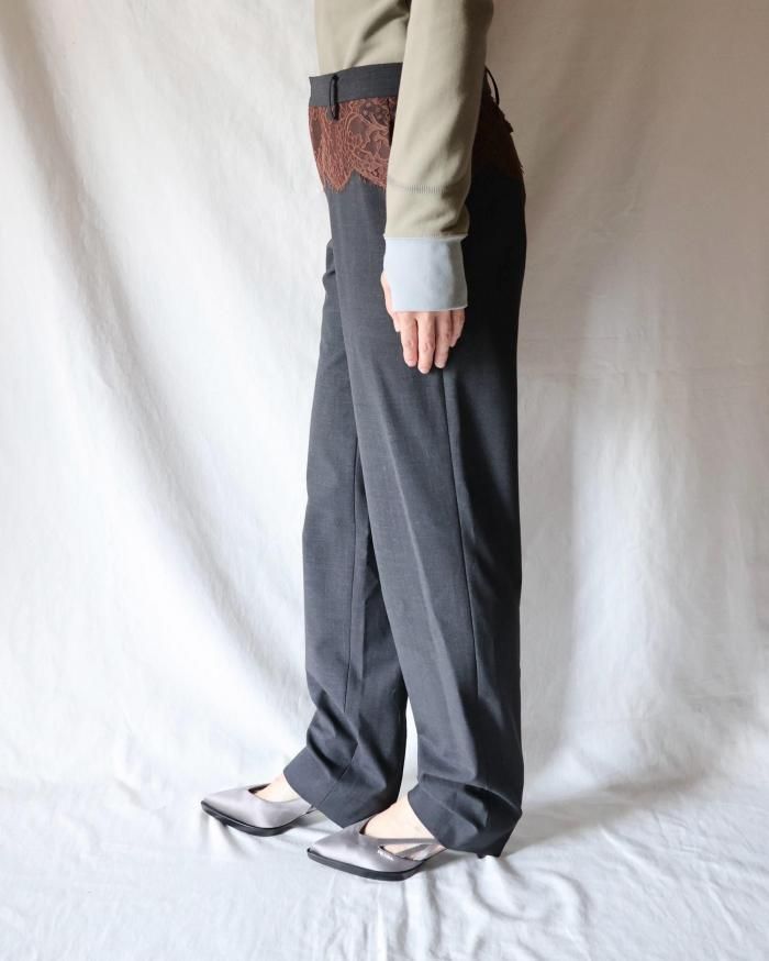 FUMIKA UCHIDA： SUITING LACE WAIST PANTS - CHL/BROWN - ORANN