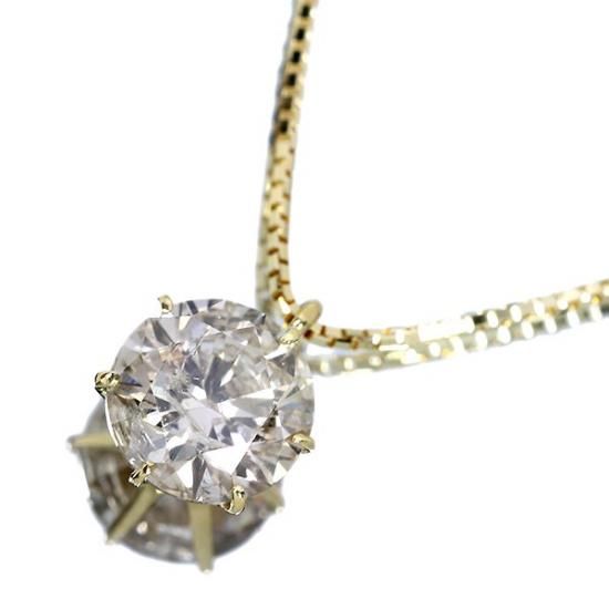 1.2カラット ダイヤモンド ネックレス 一粒 6本爪 K18イエローゴールド