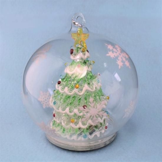 クリスマスガラス細工｜LEDドームホワイトツリー｜フォーカートグラス