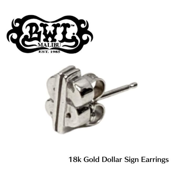 Bill Wall Leather/ビルウォールレザー】 ピアス/18k Gold Dollar Sign