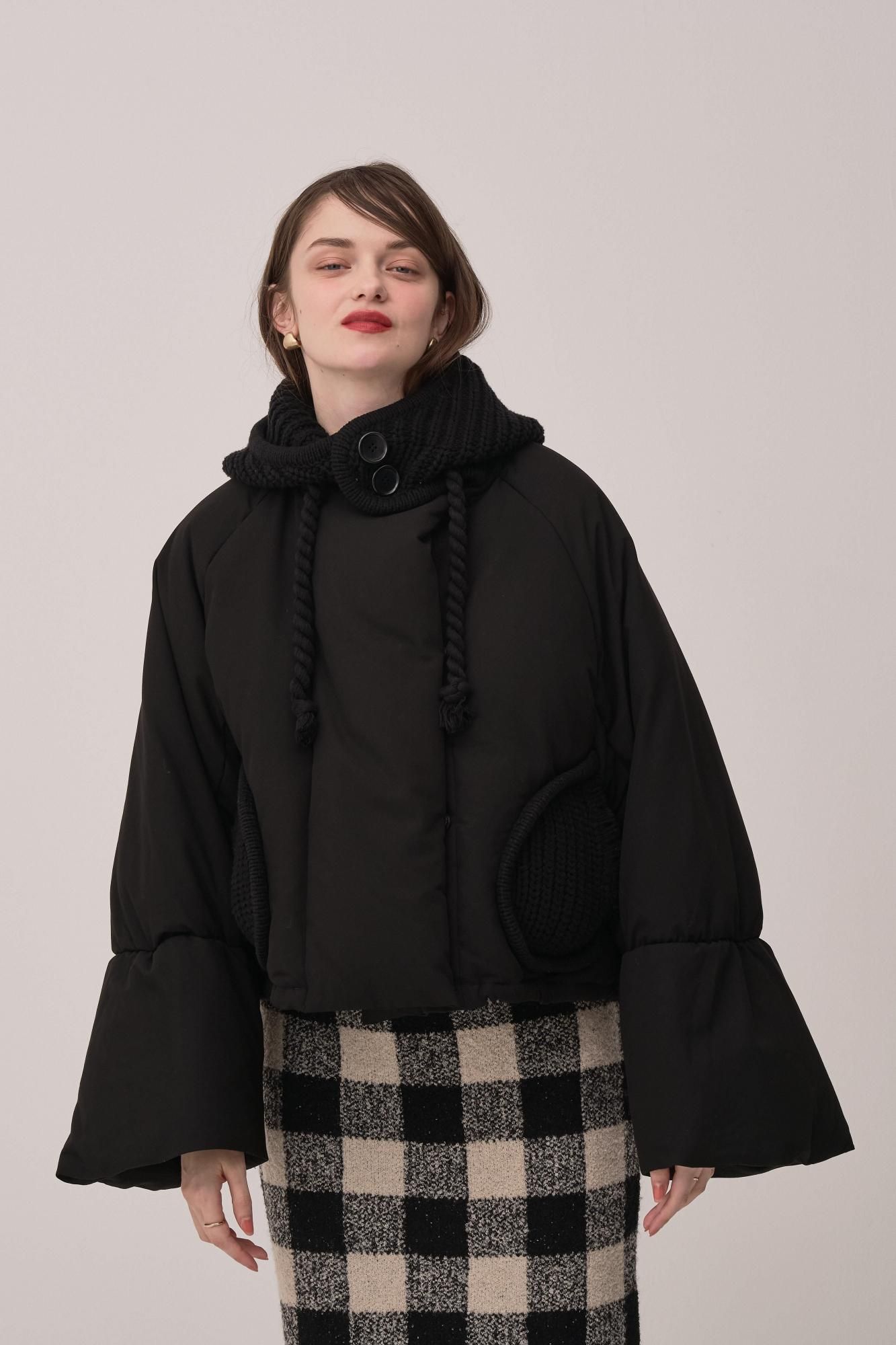 ニットフーディダウン（BLACK） - PINUE