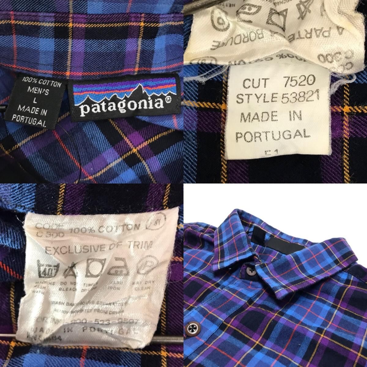 91年製 patagonia L/S Pima Cotton Shirt 青紫 L 90s パタゴニア