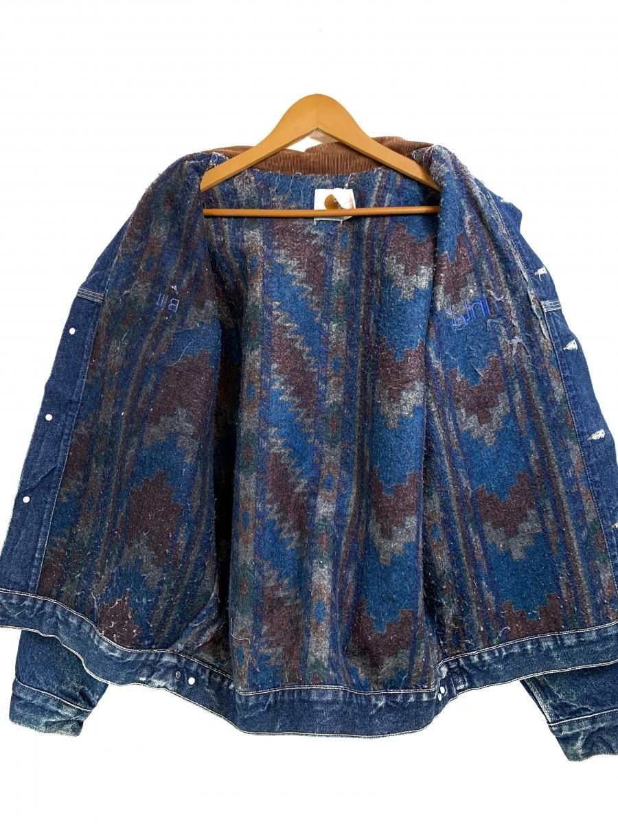 USA製 80s~90s Carhartt Blanket Lined Denim Jacket 青 L カーハート