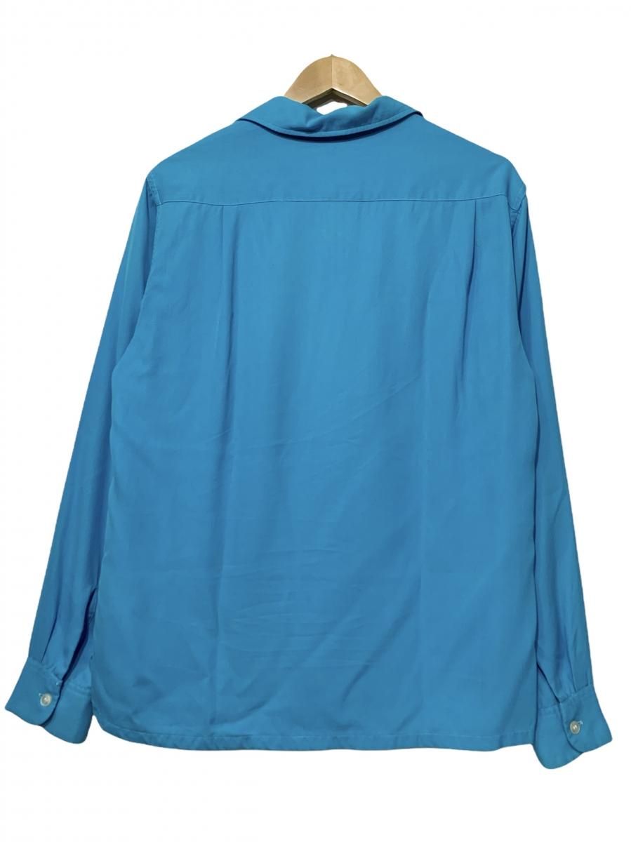 50s TOWNCRAFT Rayon Open Collar L/S Shirt 水色 M タウンクラフト