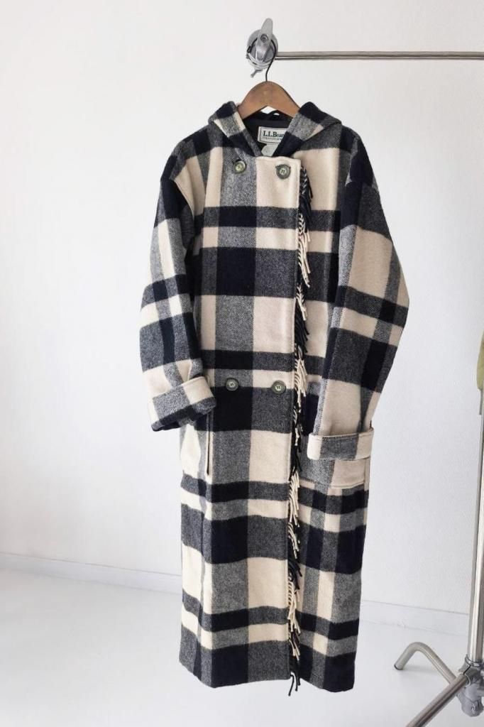 USA製 LLBean ブロックチェックフーデッドコート - Lubb