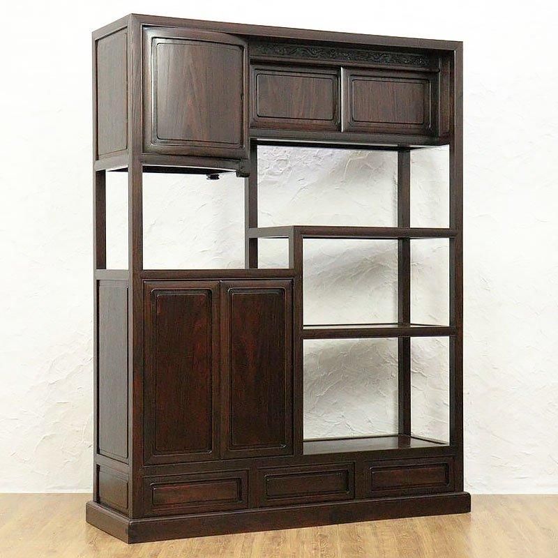 総紫檀 飾り棚 茶棚 アンティーク 和モダン家具