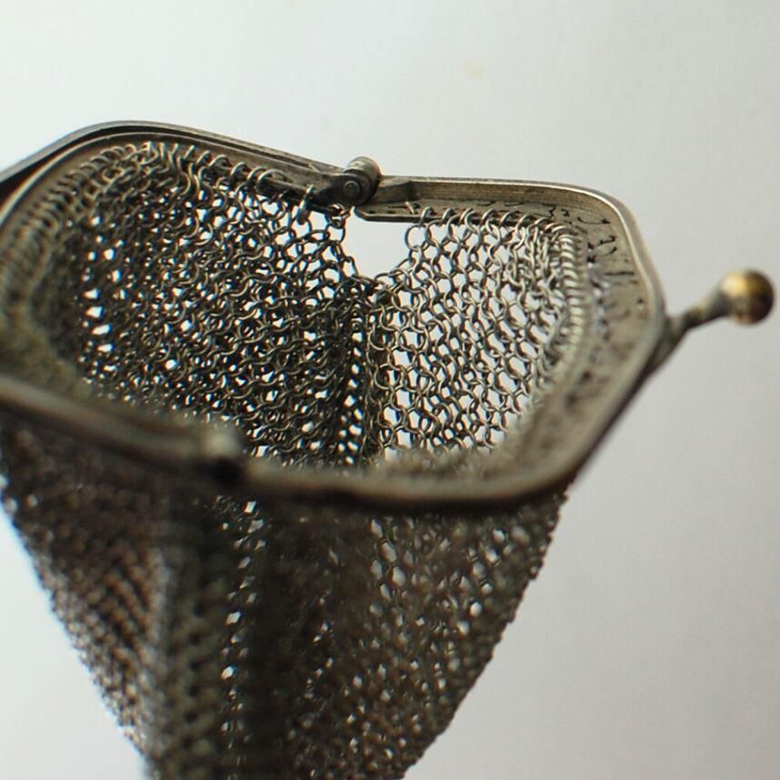 ヴィンテージ シルバーメッシュコインパース シャトレーン