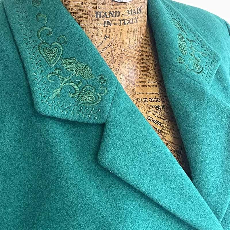 80年代ヴィンテージ 刺繍入り グリーンウールジャケット