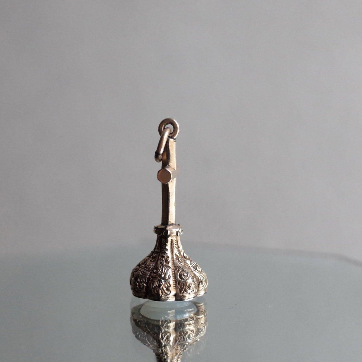 カルセドニー クロス フォブシール（Victorian - Art Deco Chalcedony