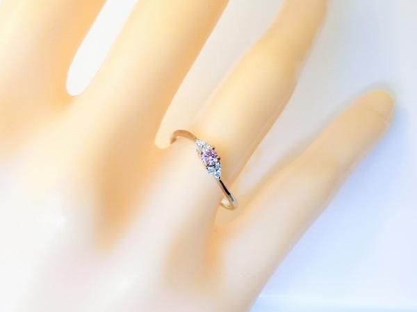 ファンシーピンクダイヤモンドリング D 0.084ct D 0.05ct FP-SI2 Pt900