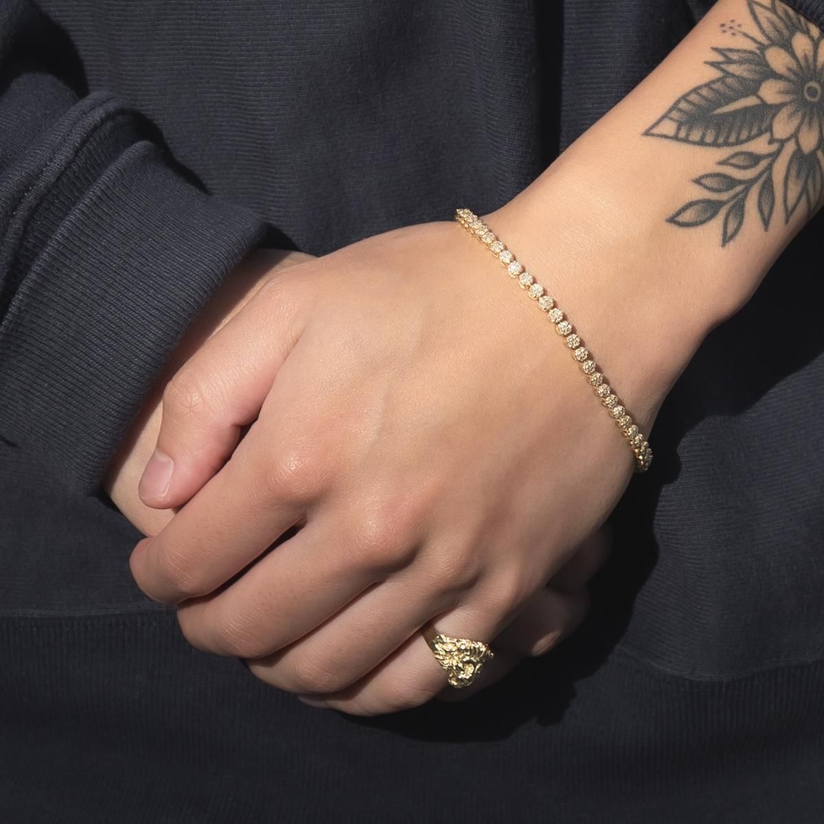 ダイヤモンド 10K イエローゴールド ブレスレット 幅3.2mm 19cm