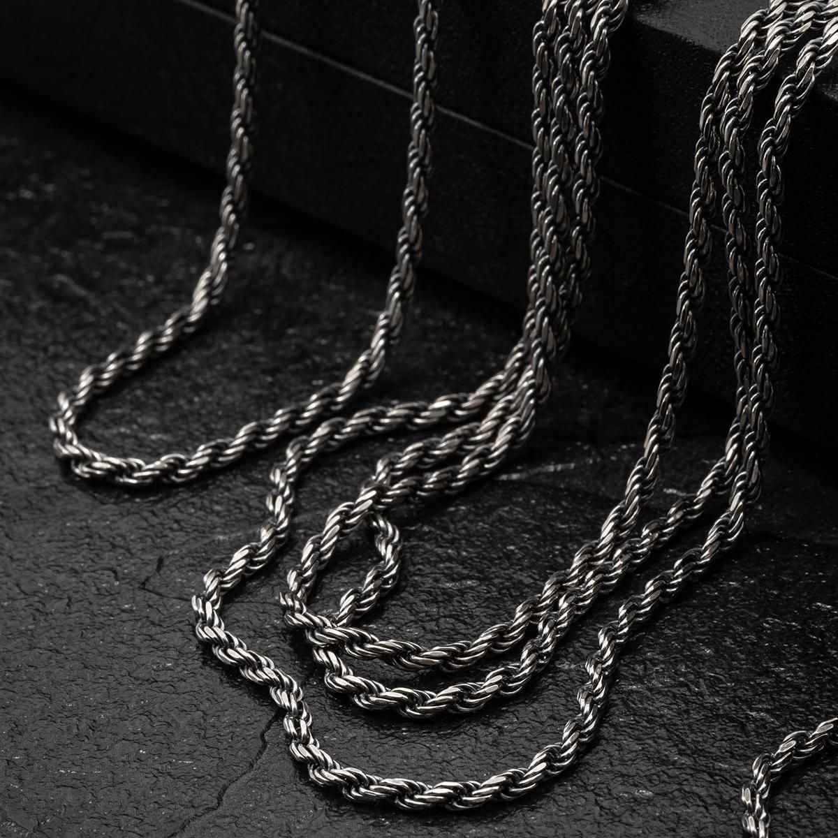 シルバー ロープネックレス 幅2.2mm 45cm-55cm いぶし加工 050HCMD-OX