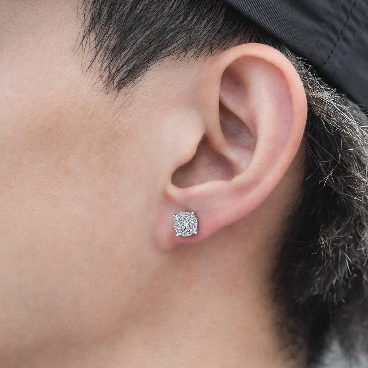 ダイヤモンド 10K ホワイトゴールド ピアス 7mm P3959-E-10KW