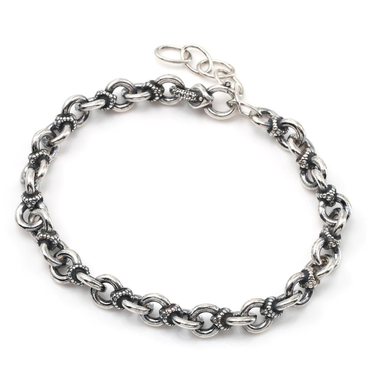 シルバー ブレスレット 幅7.7mm 19cm-23cm いぶし加工 B4054-LOX