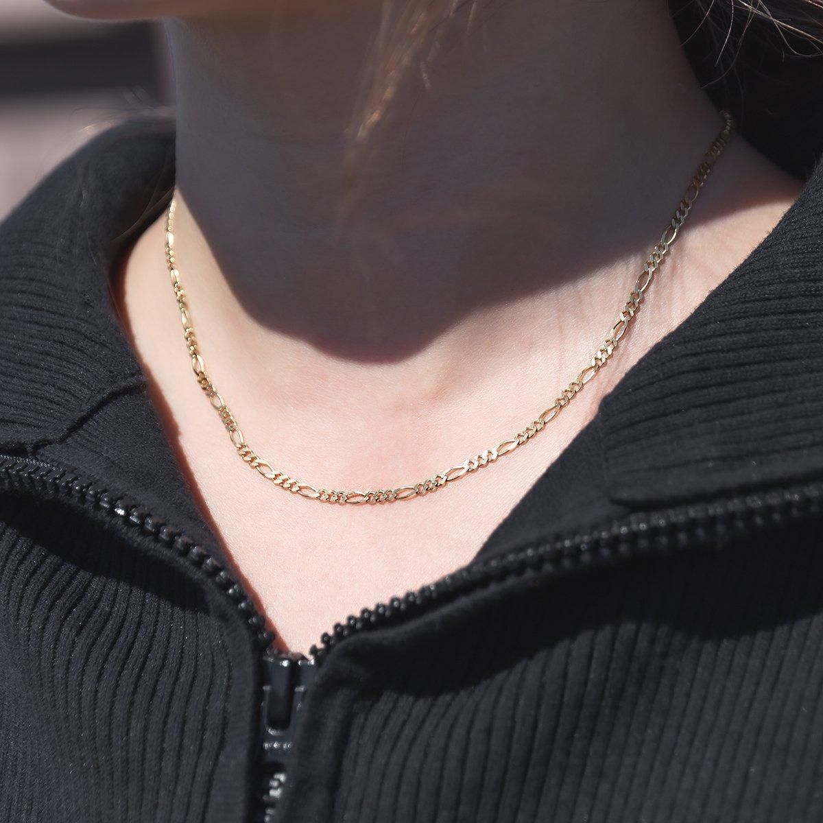 10K イエローゴールド フィガロネックレス 幅2.8mm 40cm-60cm KKP5633