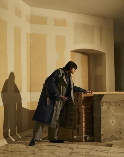 YOKE | REVERSIBLE TRENCH COAT (SAGE GREEN) | リバーシブルトレンチ