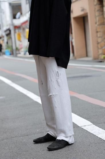 ANCELLM | アンセルム CRASH SWEAT LAYERED PANTS(WHITE) / クラッシュ