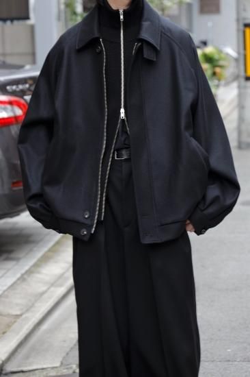 stein | シュタイン OVERSIZED MELTON HARRINGTON ZIP JACKET(BLACK