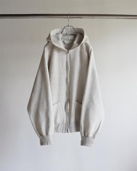 ANCELLM | アンセルム CRASH ZIP HOODIE(HEATHER WHITE) / クラッシュ