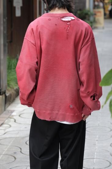 ANCELLM | アンセルム CRASH UNEVEN OVER SWEAT SHIRT(RED