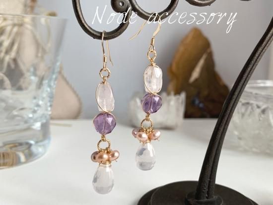 ◇再販◇ K14GF クンツァイト&アメジスト&ローズクォーツ ドレッシー