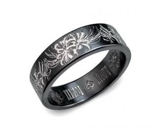 Hizm/SK accessory/燦然彼岸花リング6mm幅【夕陽色】マットブラック