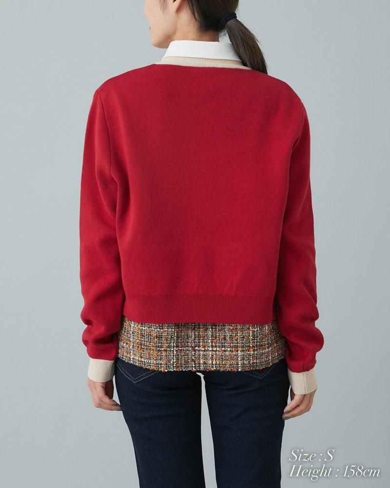 ワンポイント刺繍カーディガン(グレー) - seventen